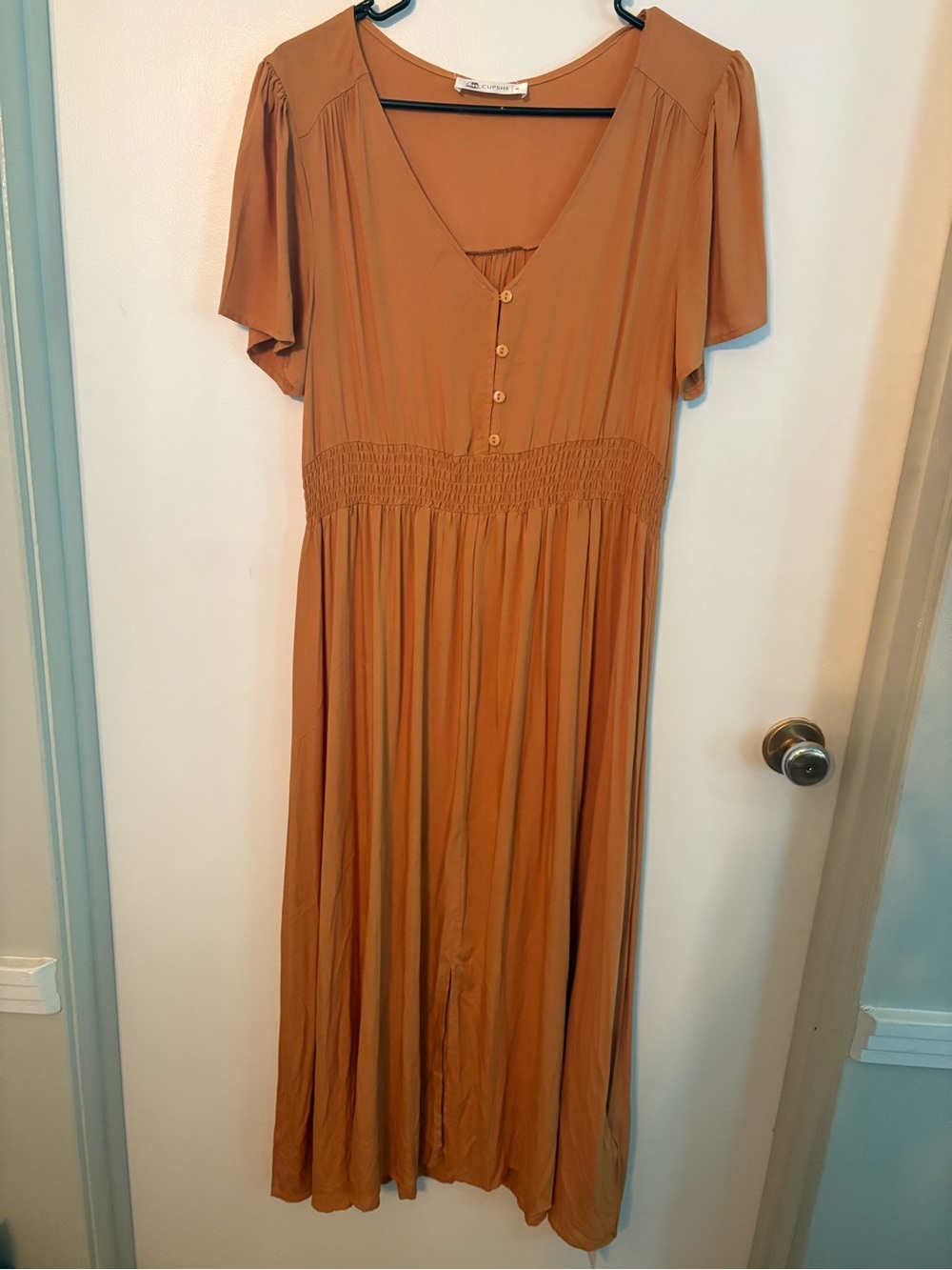 Cupshe Rust Maxi Dress with Smocked Waist
